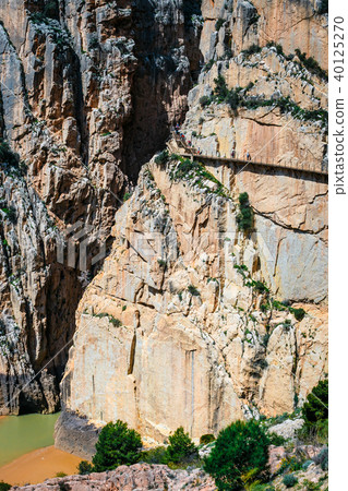 Caminito Del Rey, mountain path along steep cliffs 40125270