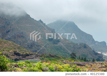 narrow road in Anaga Mountains, Tenerife, Spain 40125380