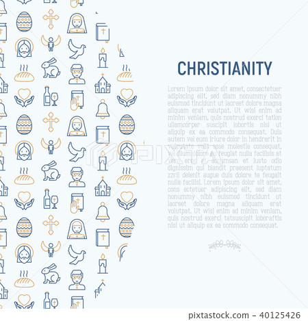 Christianity concept with thin line icons 40125426