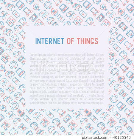 Internet of things concept with thin line icons - Stock Illustration ...