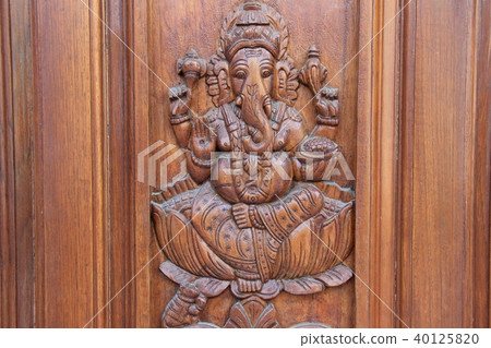 Ganesha on Teakwood Door Ganesha on Teakwood Door 40125820