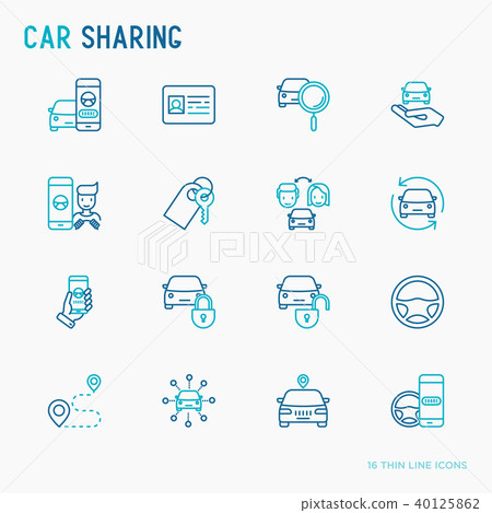 Car sharing thin line icons set 40125862