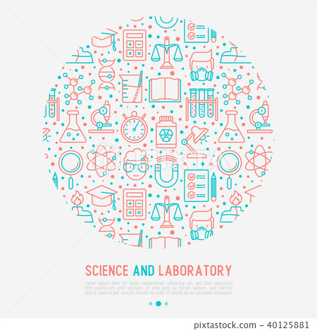 Science and laboratory concept in circle Science and laboratory concept in circle 40125881