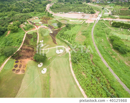 Aerial view of beautiful golf course 40125988