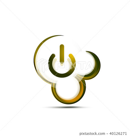 Glass transparent effect power start button, on off icon, vector UI or app symbol design 40126271