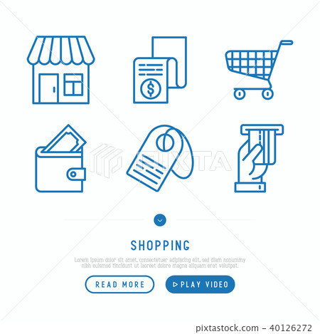 Shopping, e-commerce thin line icons set 40126272