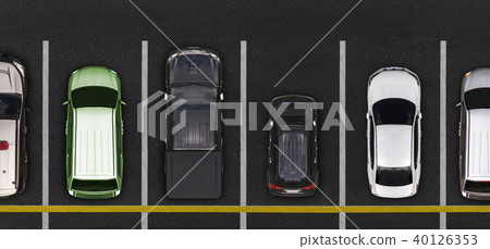Top view of Cars on parking lot Top view of Cars on parking lot 40126353