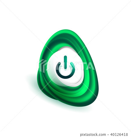 Glass transparent effect power start button, on off icon, vector UI or app symbol design 40126418