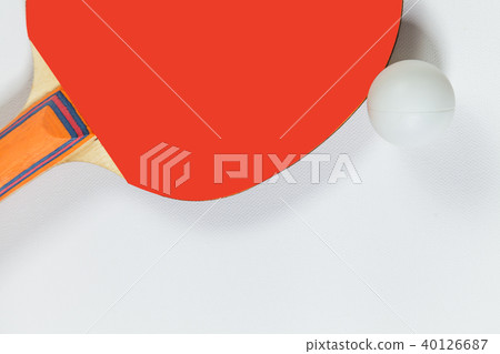 Table tennis racket and ball on a white background 40126687