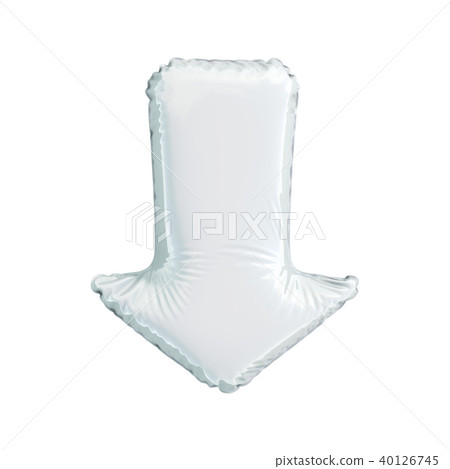 White symbol arrow made of inflatable balloon isolated on white background. White symbol arrow made of inflatable balloon isolated on white background. 40126745