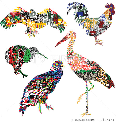 birds decorated with ornaments 40127374