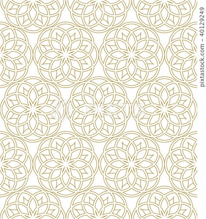Floral pattern vector. Gold geometric background.  40129249