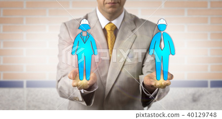 Negotiator Equating Female And Male Blue Collar Negotiator Equating Female And Male Blue Collar 40129748