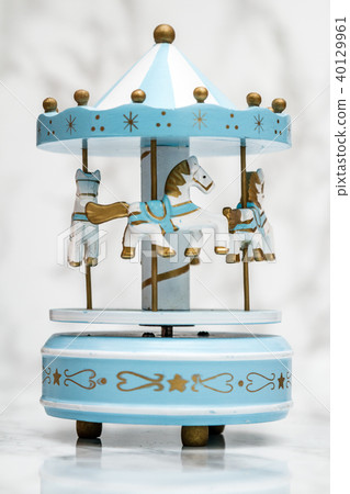Blue Wooden Carousel Horses with Old Vintage Look 40129961