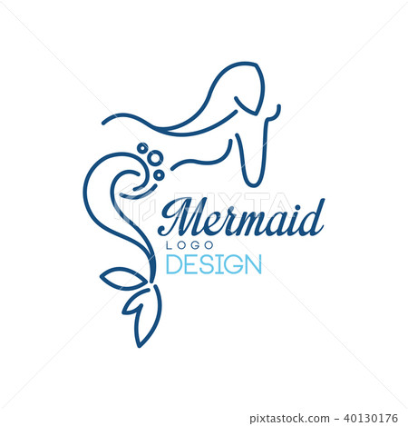 Mermaid logo design, silhouette of mermaid for badge, invitation card, banner vector Illustration on 40130176