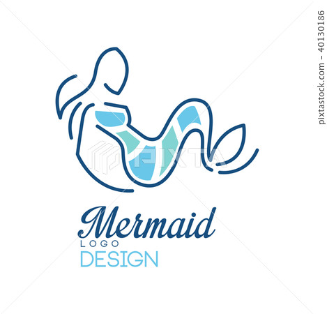 Mermaid logo, design element for badge, invitation card, banner vector Illustration on a white Mermaid logo, design element for badge, invitation card, banner vector Illustration on a white 40130186