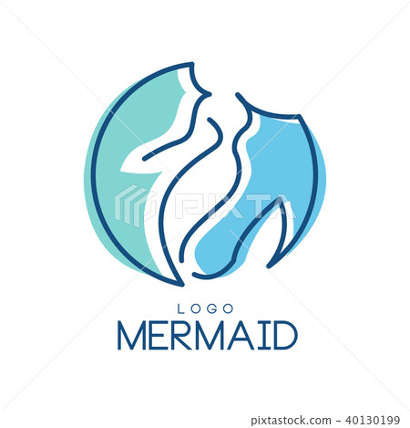Mermaid logo, design element for badge, invitation card, banner vector Illustration on a white 40130199