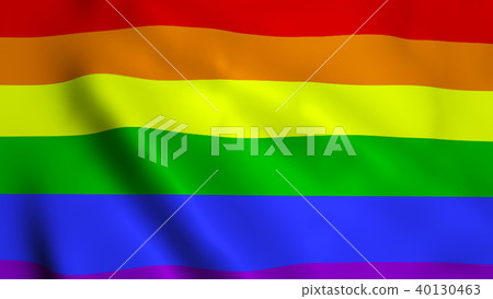 Waving rainbow gay rainbow flag on wind, 3d rendering backdrop, computer generated 40130463