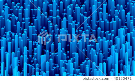 Many abstract rectangular blocks, optical Illusion, modern computer generated 3D rendering 40130471
