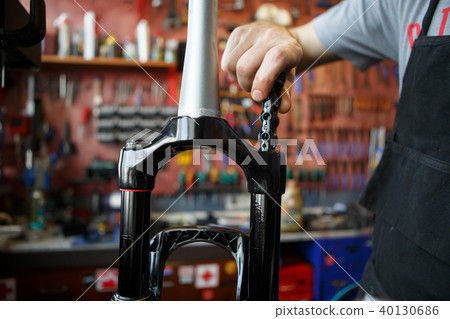 Picture of workshop for fixing bicycle. Picture of workshop for fixing bicycle. 40130686