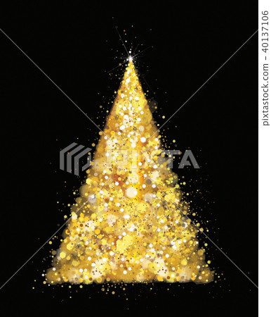 Vector golden, glitter Christmas tree.  40137106
