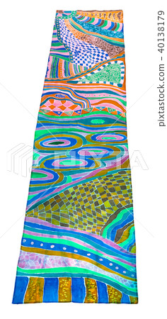 above view of scarf painted in batik technique 40138179