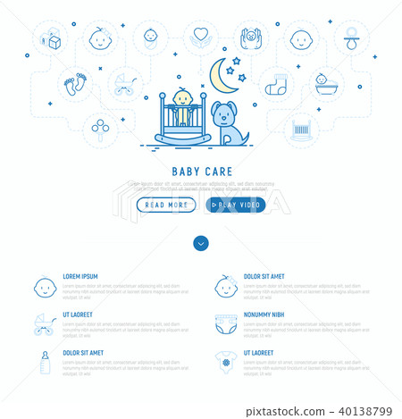 Baby care concept with thin line icons Baby care concept with thin line icons 40138799