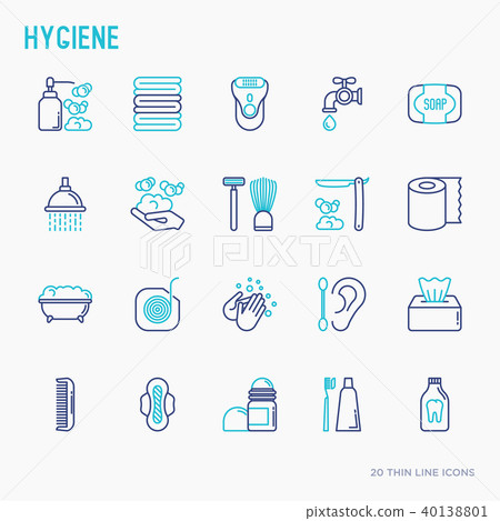 Hygiene thin line icons set 40138801