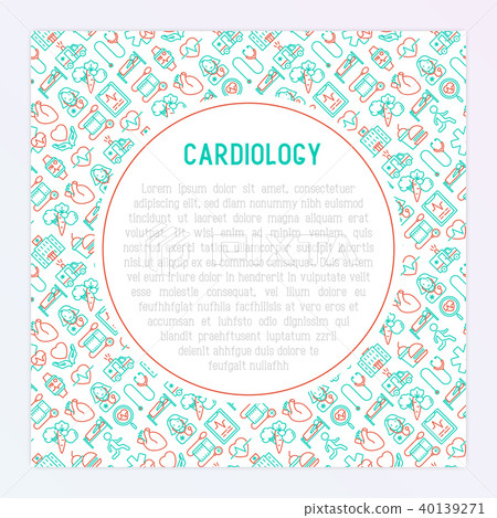 Cardiology concept with thin line icons 40139271