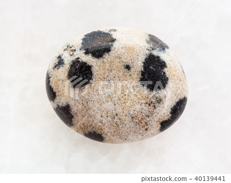 tumbled dalmatian stone on white marble 40139441