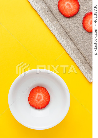 Three fresh slices of strawberry. Three fresh slices of strawberry. 40139736