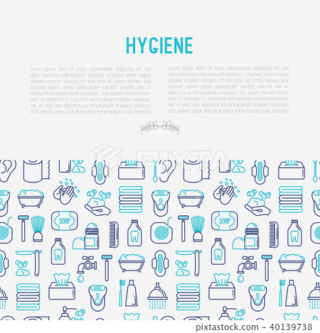 Hygiene concept with thin line icons 40139738