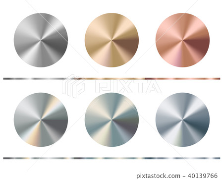 Metal gradient template. Gold, silver, bronze, platinum, steel, chrome round surface, vector 40139766