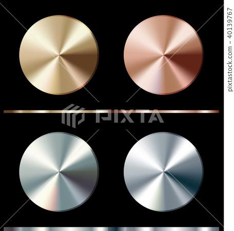 Metal gradient template. Gold, silver, bronze, platinum, steel, chrome round surface, vector Metal gradient template. Gold, silver, bronze, platinum, steel, chrome round surface, vector 40139767