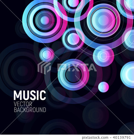 Abstract colorful circles on black background. Musical party design poster. Electronic disco club Abstract colorful circles on black background. Musical party design poster. Electronic disco club 40139791
