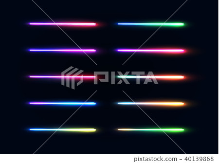 Neon lights tubes set. Colorful glowing lines collection isolated on dark blue background. Luminous Neon lights tubes set. Colorful glowing lines collection isolated on dark blue background. Luminous 40139868