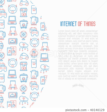 Internet of things concept with thin line icons - Stock Illustration ...