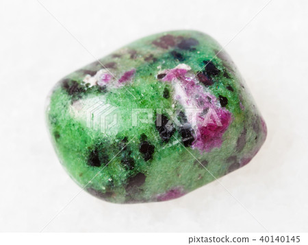 tumbled zoisite (anyolite) gemstone on white 40140145