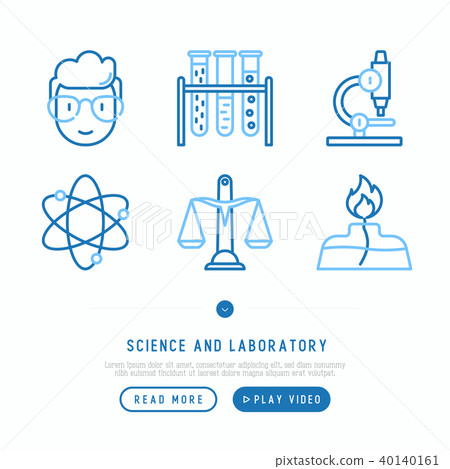 Science and laboratory thin line icons set - Stock Illustration ...