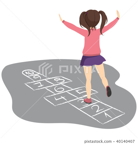 Girl Playing Hopscotch 40140407