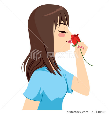Woman Smelling Rose Woman Smelling Rose 40140408
