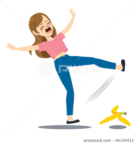 Woman Falling Banana Peel 40140412