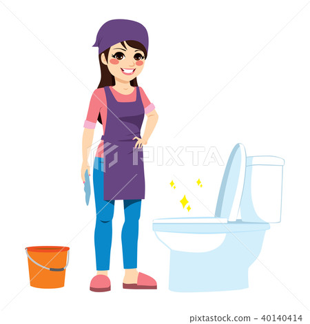 Woman Cleaning WC 40140414