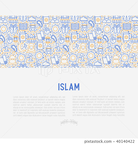 Islamic concept with thin line icons 40140422