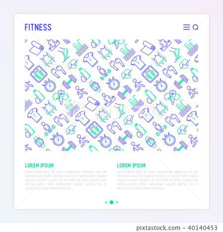 Fitness concept with thin line icons Fitness concept with thin line icons 40140453
