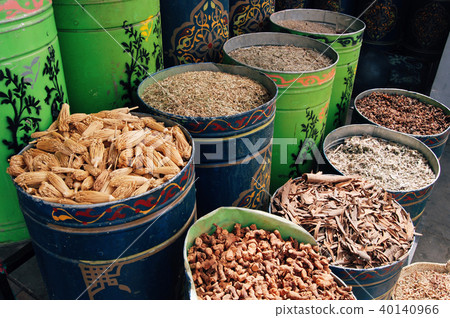Dried spices in the colorful buckets Dried spices in the colorful buckets 40140966