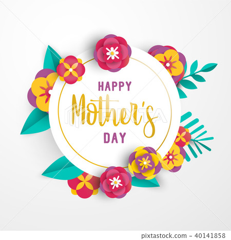 Greeting card template with paper flowers Vector Image