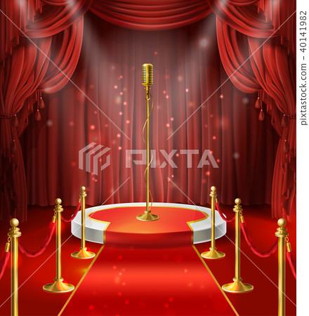 Vector illustration with golden microphone on stage Vector illustration with golden microphone on stage 40141982
