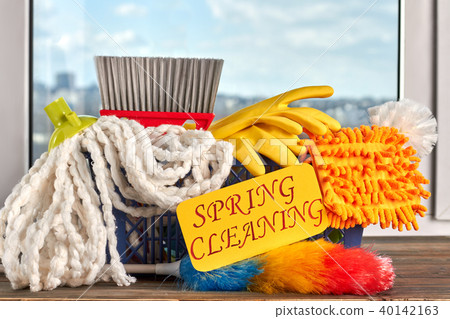 Equipment for house cleaning close up. Equipment for house cleaning close up. 40142163