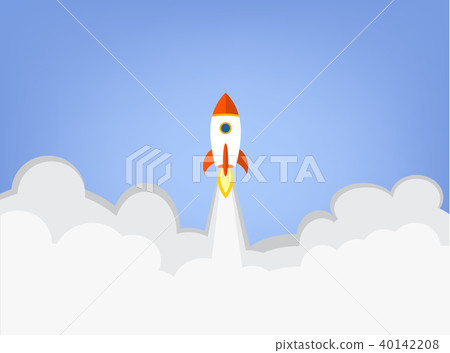 Flat design business startup launch rocket icon - Stock Illustration ...